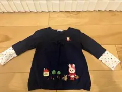 赤ずきん刺繍付きネイビー長袖カットソー 100cm