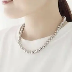 ボールチェーンネックレス メタルビーズ シルバーネックレス 一連　春夏