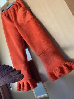5Y10ボアニットのパンツ♡オレンジ　裾フリル　handmade♡
