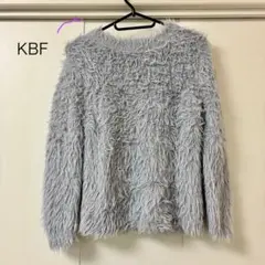 KBF フワフワ　シャギーニット　グレーブルー　セーター　長袖　フェザー