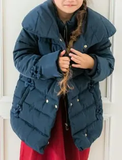 キャサリンコテージ ネイビー 中綿コート ダウン 裏シャギー リボン