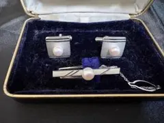 シルバー刻印 パール カフス タイピンセット メンズアクセサリーsilver刻印