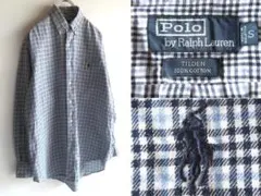 90sビンテージ ラルフローレン TILDEN ロゴ刺繍 チェックBDシャツ S