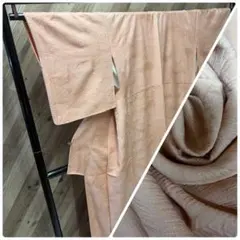 c*i様 z1402 ピンク 色無地 正絹 袷着物 広衿 紋あり 横木瓜紋