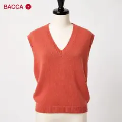 BACCA コットン100% Vネック ニットベスト 38 オレンジ テラコッタのサムネイル