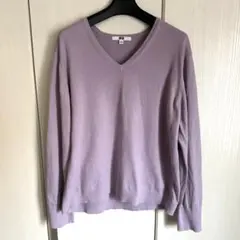 最終値下げ　UNIQLO Vネック　コットンニット　薄手　XL