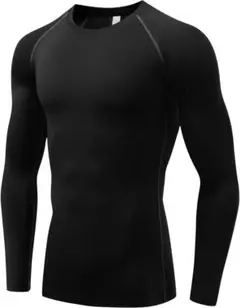 UVカット＋吸汗速乾✨コンプレッション 長袖 トップス メンズ 黒 2XL