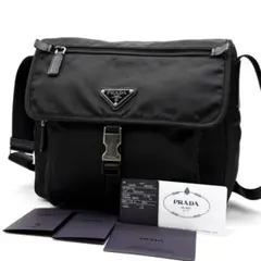美品✨プラダ 1BD994 ショルダーバッグ ナイロン サフィアーノ ブラック