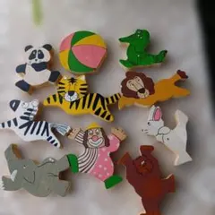 木製 動物 パズル ピース 　10個セット
