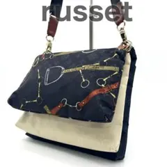 russet ラシット 3連 ショルダーバッグ 3 総柄 ロゴ ナイロンバック