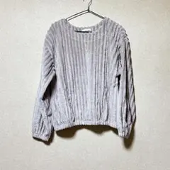 Amista 厚手グレー長袖トップス Lレディース 秋冬コーデ　上品カジュアル