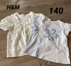 H&M キッズ　Tシャツ2枚組　140 レース　フリル　重ね着風のサムネイル