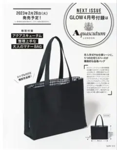 GLOW 4月号雑誌付録：アクアスキュータム 整理上手な大人のマナーBAG