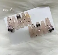 現品♡ネイルチップ 韓国 ワンホン スナ系 フレンチガーリー 量産型