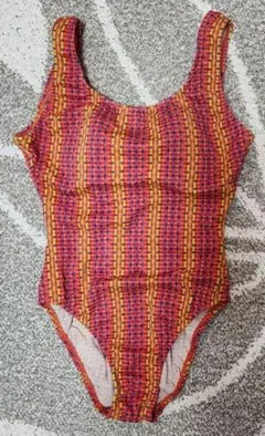 ワンピース 水着 柄 ピンク×オレンジ ×ブルー 9号