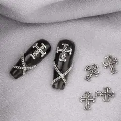 【残り1点】ネイルパーツ　10個　デコ　クロス　十字架　地雷　シルバー　パンク