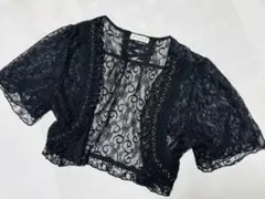 axes femme アクシーズ　総レースフリルボレロ　編上げリボン　黒ブラック