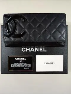CHANEL ブラック カンボンライン 長財布