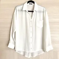 【Newlyme】シャツブラウス 長袖 ホワイト Ｆ