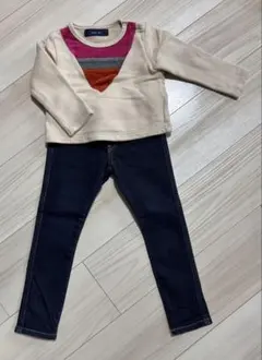 【上下セット】akalan ono トレーナー、H&Mデニムパンツセット90cm