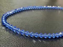 青色　カットビーズネックレス ブルー ビーズ 昭和レトロ　ネックレスのサムネイル