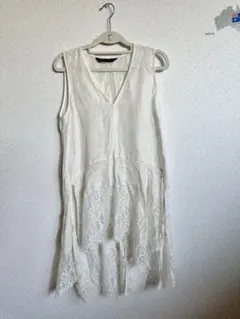 ZARA リネン ホワイト ノースリーブ チュニック