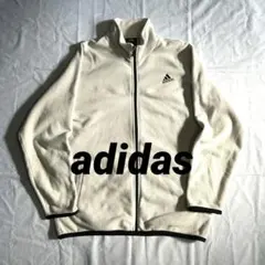 adidas フリースジャケット XL オフホワイト フルジップ ビッグサイ