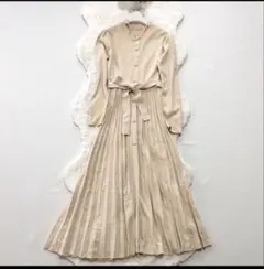 CELFORD*セルフォード　プリーツニットワンピース　ロング丈　38