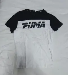PUMA プーマ バイカラー ロゴ Tシャツ ブラック×ホワイトサイズ160