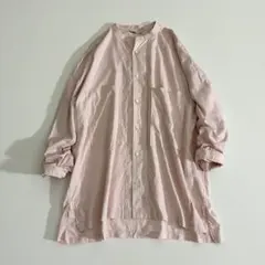 美品 スズキタカユキ バンドカラー コットン シアー シャツ