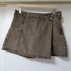 GU ラップ風 デニムキュロット スコート ブラウンのサムネイル