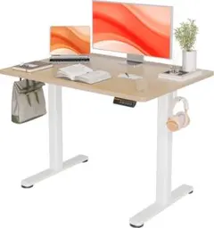 8900円_電動昇降デスク ホワイト/ナチュラル 100x60cm Claiks