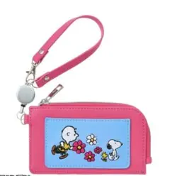 スヌーピー PEANUTS パスケース ピンク　SNOOPY&ウッドストック他