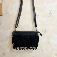 ROPE PICNIC フリンジ ショルダーバッグ 黒