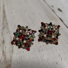 『最終価格』多色ストーン装飾ピアス