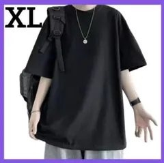 メンズ Tシャツ 黒 5分袖 XLサイズ