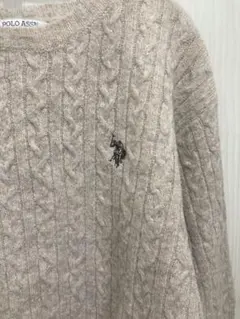 【U.S. POLO ASSN.】 ケーブル編みニット ベージュ