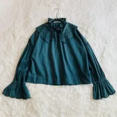 MARILYN MOON オーガニックコットン ビッグカラーカットワークブラウスのサムネイル