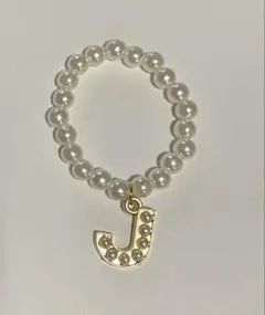 Labubu用10cm パールネックレス Jイニシャルチャーム付き ハンドメイド