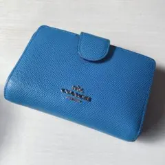 COACH レザー 二つ折り財布 青　＊難あり