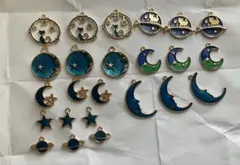 星と月のデザインチャームセット