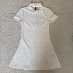 ホワイト ポロシャツワンピース