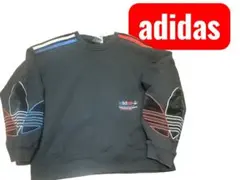 adidas ブラック ストライプスウェットレディースS