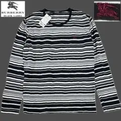 バーバリーブラックレーベル ボーダーカットソー メンズM ロンT 白黒 タグ付き