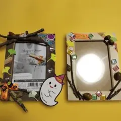 【メルカリでハロウィン】ハロウィン風木製フォトフレーム2個セット