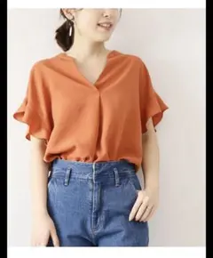 超美品 アーバンリサーチロッソ 半袖リネンライクブラウス サイズ 