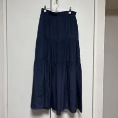 新品大きいサイズ 紺フレアロングスカート