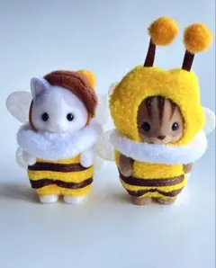 シルバニア赤ちゃんセット/みつばち　くるみリス&ラテネコ2点【匿名配送】