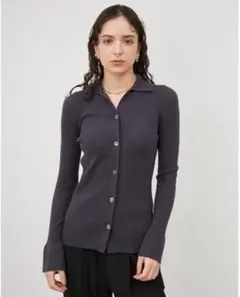 Mila Owen ポロ衿ワイドリブニットカーディガン