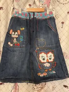 グラグラ動物刺繍 デニム フレアスカート 大人用Mのサムネイル